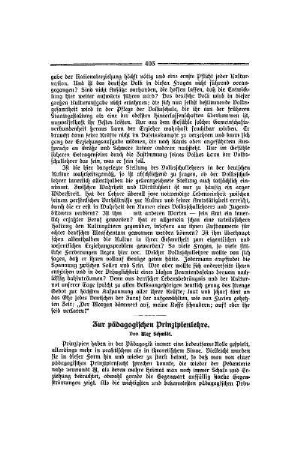 Zur pädagogischen Prinzipienlehre