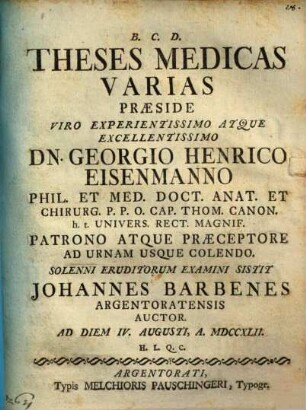 Theses medicas varias