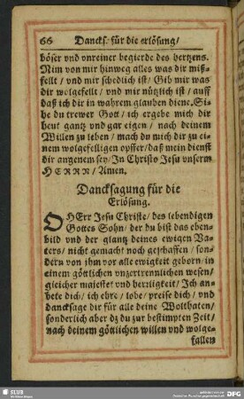 Dancksagung für die Erlösung