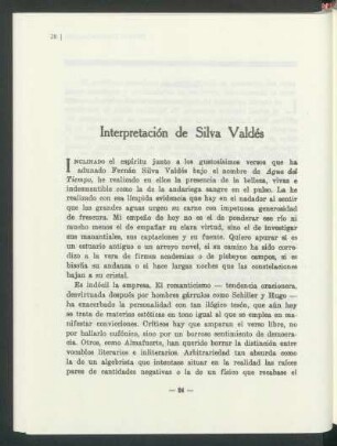 Interpretación de Silva Valdés