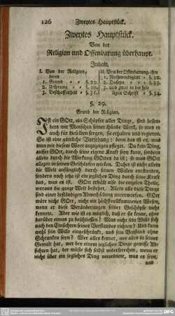 Zweytes Hauptstück. Von der Religion und Offenbarung überhaupt