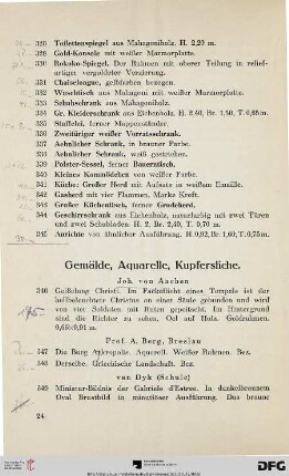 Gemälde, Aquarelle, Kupferstiche (Nr. 346-414)