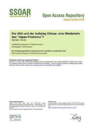 Die USA und der Aufstieg Chinas: eine Wiederkehr des "Japan-Problems"?