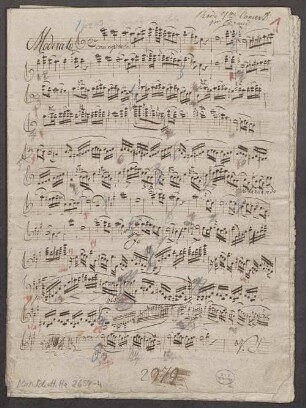 Concertos, vl (2), vla, vlc, vl, pf, BacV 249.7, a-Moll, Arr - BSB Mus.Schott.Ha 2654-4 : [heading, vl 1]: Rode 7|m|e Concerto // p[a]r Brand