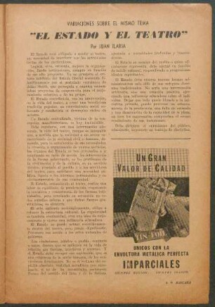 "El Estado y el teatro" : Variaciones sobre el mismo tema