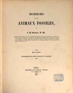 Recherches sur les animaux fossiles. 1, Monographie des genres productus et chonetes