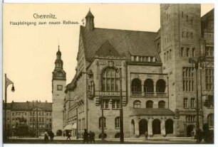 Chemnitz. Haupteingang zum neuen Rathaus