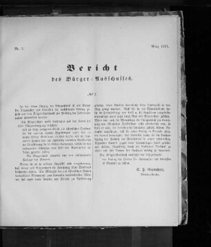 Nr. 2. Bericht des Bürger=Ausschusses. März 1871.