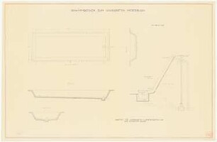 Schwimmbecken zum Hausgarten Mererbusch: Grundriss, Schnitte 1:50, Detail 1:10