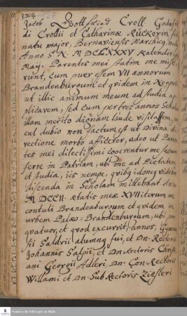 Lebenslauf von Jacob Gottfried Croll.
