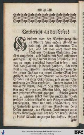 Vorbericht an den Leser!