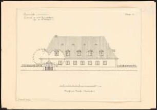 Gymnastikschule am See Monatskonkurrenz Dezember 1932: Aufriss Straßenansicht 1:100; Maßstabsleiste