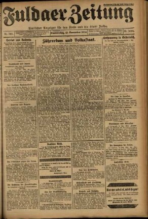 Erste Ausgabe vom Donnerstag, den 13. November 1924.