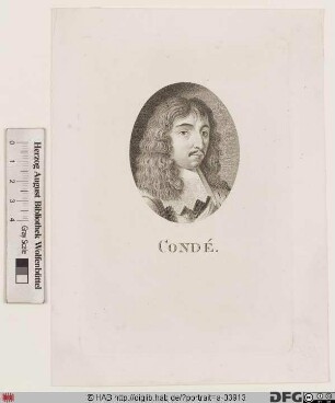 Bildnis Louis II Condé, 1646 4. prince de C., 1661 1. duc de Bourbon (vorher zu Lebzeiten seines Vaters duc d'Enghien), gen. "le Grand Condé"