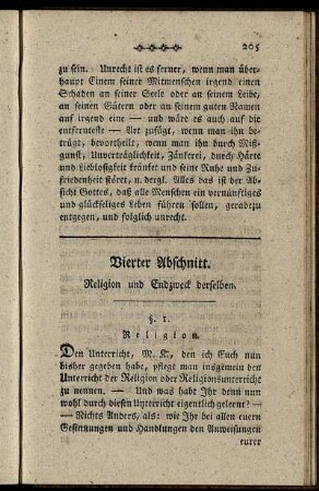 Vierter Abschnitt. Religion und Endzweck derselben.