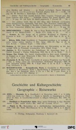 Geschichte und Kulturgeschichte – Geographie – Reisewerke (Nr. 658-1102)
