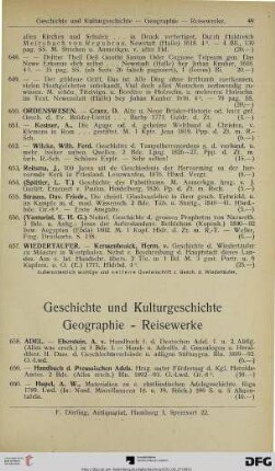 Geschichte und Kulturgeschichte – Geographie – Reisewerke (Nr. 658-1102)