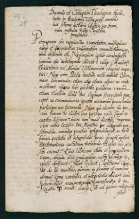 Testimonium der theol. Fakultät für Mag. Georg Deschenhalm aus Ulm.