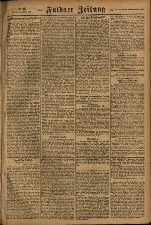 Zweite Ausgabe vom Sonntag, den 16. April 1922.