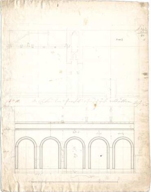 Klenze, Leo von; München; Alte Pinakothek - ehem. 8. Bildersaal (Aufriss); Dachkonstruktion