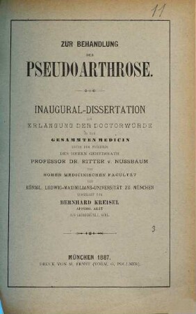 Zur Behandlung der Pseudo-Arthrose : Inaug.-Diss.