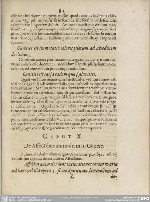 Caput X. De Affectibus animalium in Genere