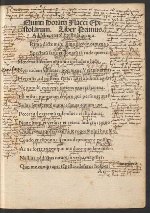 Quinti Horatii Flacci Epistolarum. Liber Primus.