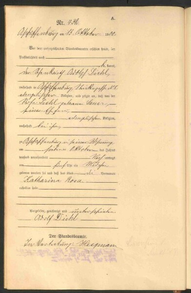 Standesamtsbuch der Stadt Aschaffenburg: Geburten 365/1900 - 184/1901