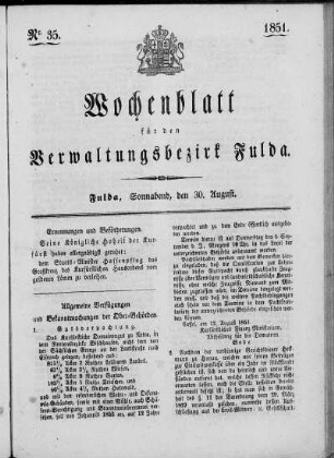 Nr. 35, Ausgabe vom 30. August 1851