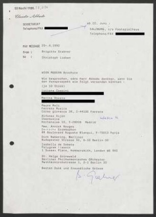 Brief an Christoph Lieben, 20.06.1992
