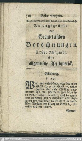 Anfangsgründe der Geometrischen Berechnungen
