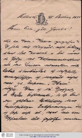 Brief vom 28.10.1885