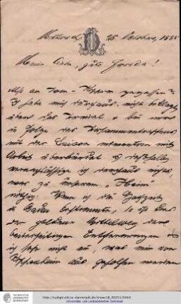 Brief vom 28.10.1885