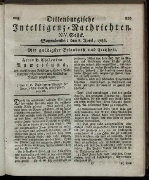 XIV Stück. Sonnabends: den 8. April, 1786.