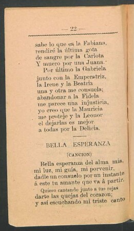 Bella esperanza : (Canción)