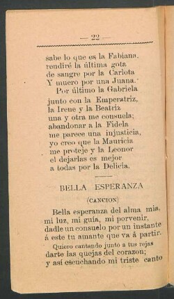 Bella esperanza : (Canción)