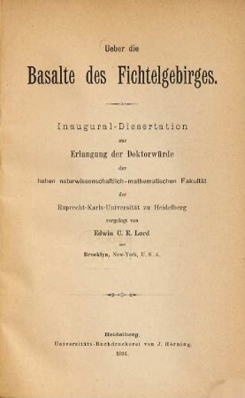 Ueber die Basalte des Fichtelgebirges