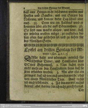 Epistel am dritten Sontage des Advents