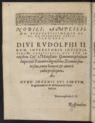 Nobili, Amplissimo, Spectatossimoque ...