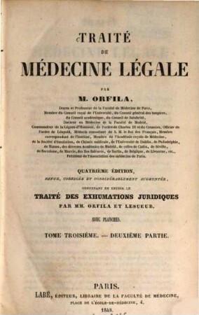 Traité de médecine légale. 3,2
