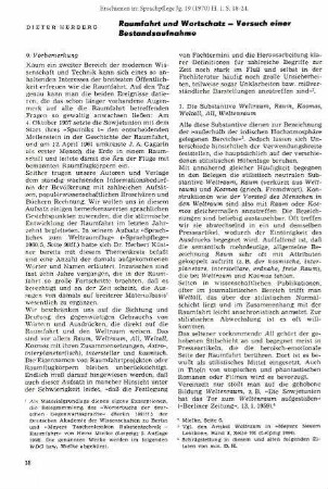 Raumfahrt und Wortschatz - Versuch einer Bestandsaufnahme