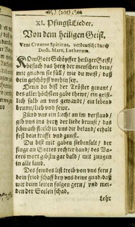 XI. Pfingst Lieder.