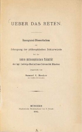 Ueber das Reten : Inaug.-Diss.