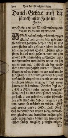 Danck-Gebete auff die fürnehmsten Feste im Jahr.