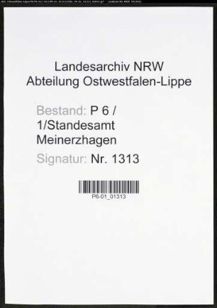 Heiratsregister Standesamt Meinerzhagen