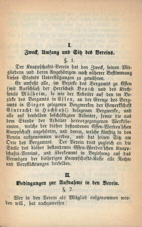 Statut für den Knappschafts-Verein der Berg-Arbeiter im Bezirke des Königlichen Berg-Amts zu Essen.
