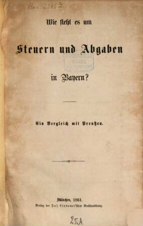 Wie steht es um Steuern und Abgaben in Bayern? : ein Vergleich mit Preußen