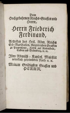 Herrn Friedrich Ferdinand