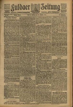 Erste Ausgabe vom Freitag, den 20. Oktober 1911.
