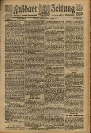 Erste Ausgabe vom Freitag, den 20. Oktober 1911.